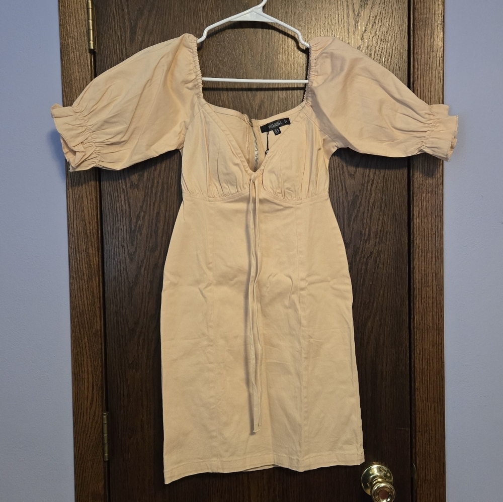 Missguided Vintage Picnic Milmaid Pink/Peach Off-Shoulder Dress NWT